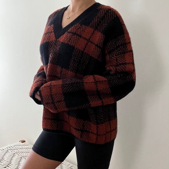 Rails Colleen Sweater Rust Black Plaid Knitwear Size M - Picture 12 of 16